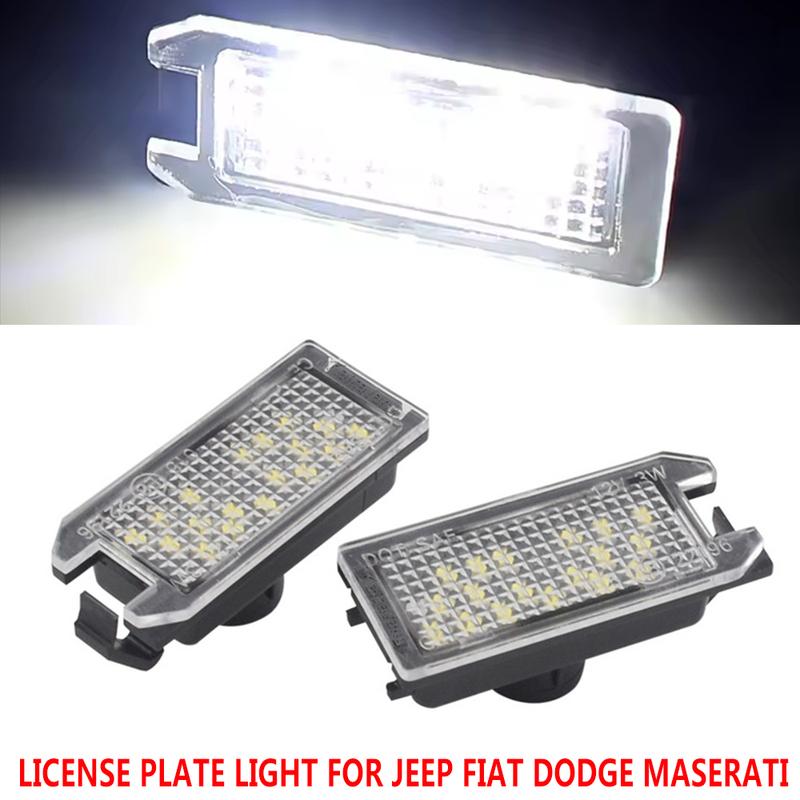 2PCS Canbus LED License Number Plate Light Lamp For Jeep Grand Cherokee Compass Patriot Dodge Viper Maserati Levante Fiat 500