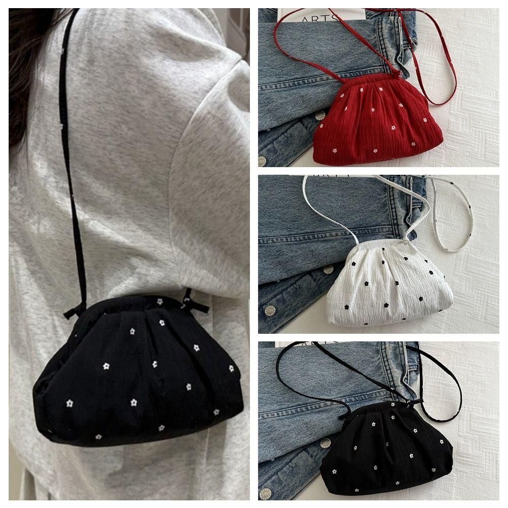 

Drawstring Single Shoulder Bag Polyester Crossbody Bag Casual Makeup Bag Party білий