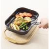 Pearl Metal Easy Cooking Square Grill Pan Wooden Plate, 25 X 17cm, HB-997