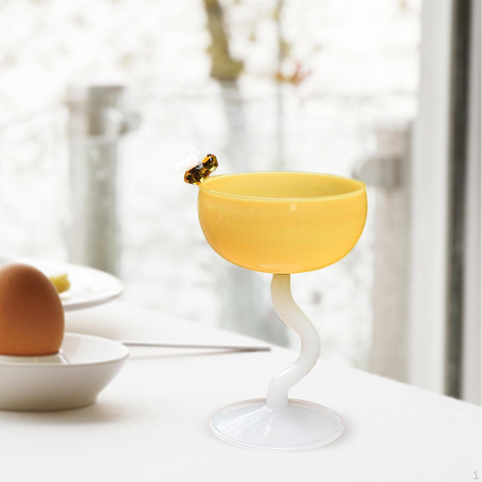 

Симпатичні ножки з кольорового скла, термостійкий маленький келих, миски для морозива, склянки для пиття, холодний чай, молоко Yellow White Base