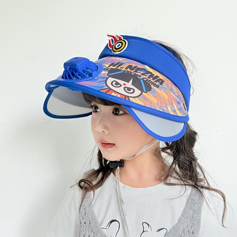 Children's Sun Protection Hat with Fan Boy Summer Outdoor Sky Top Hat Girl Retractable Large Hat Brim Sun Hat