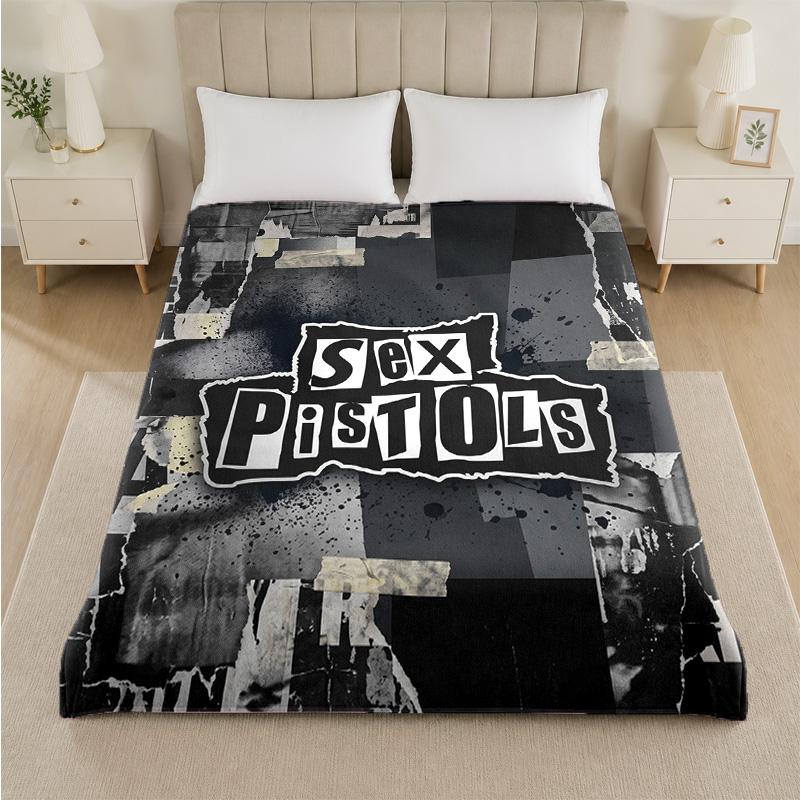 Sex Pistols Print Flannel Blanket Cozy Lightweight Plush Throw Blanket For Bed Sofa Household Use