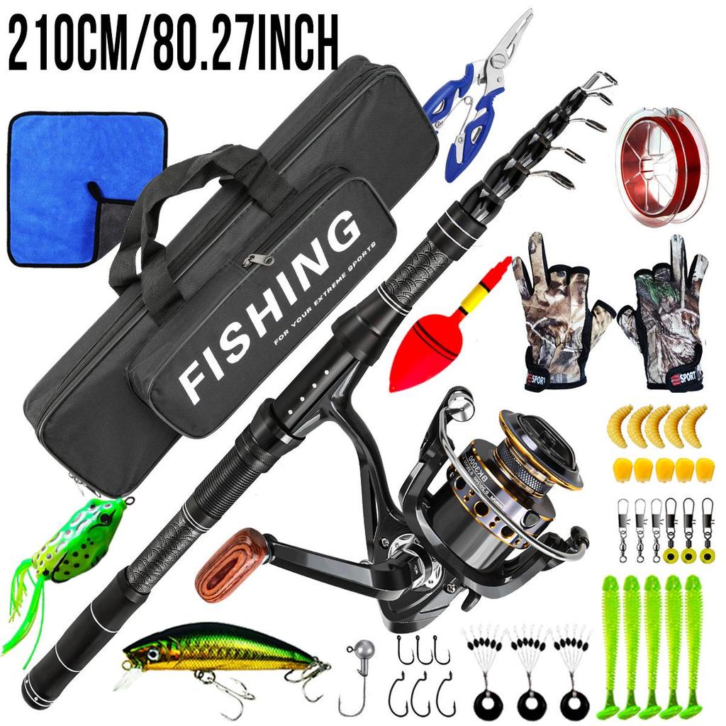 Complete Carbon Sea Fishing Rod Kit with Artificial Bait