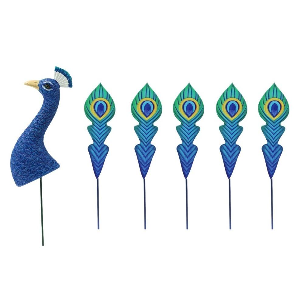 Splicing Design Garden Peacock Stakes Detachable Resin Peacock Figurine Backyard