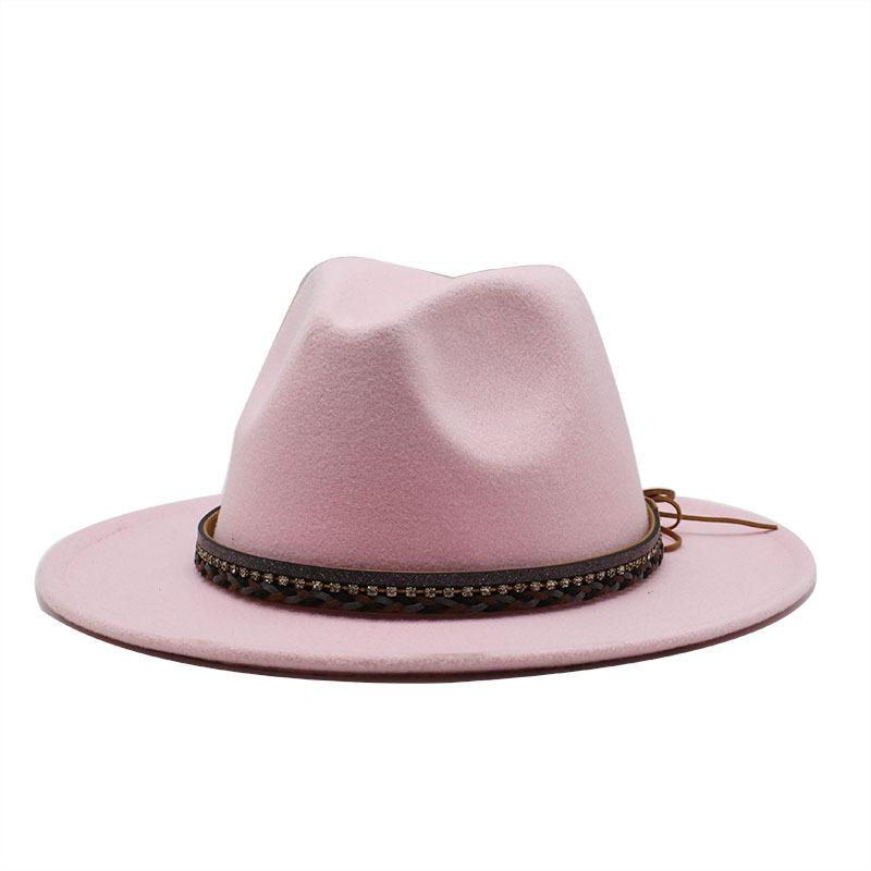 Wish Ethnic Minority Style Men And Women Couple Big Edge Jazz Hat Wool Top Hat