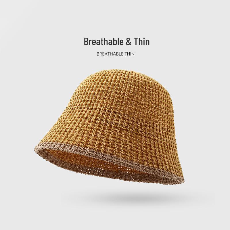 Korean Style Knitted Fisherman Hat for Women – Breathable, Versatile, Sun Protection, Small Face Effect
