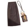 Ultra-Thick Woolen Plaid Midi Skirt - Women's High Waist A-line Bodycon for Autumn/Winter