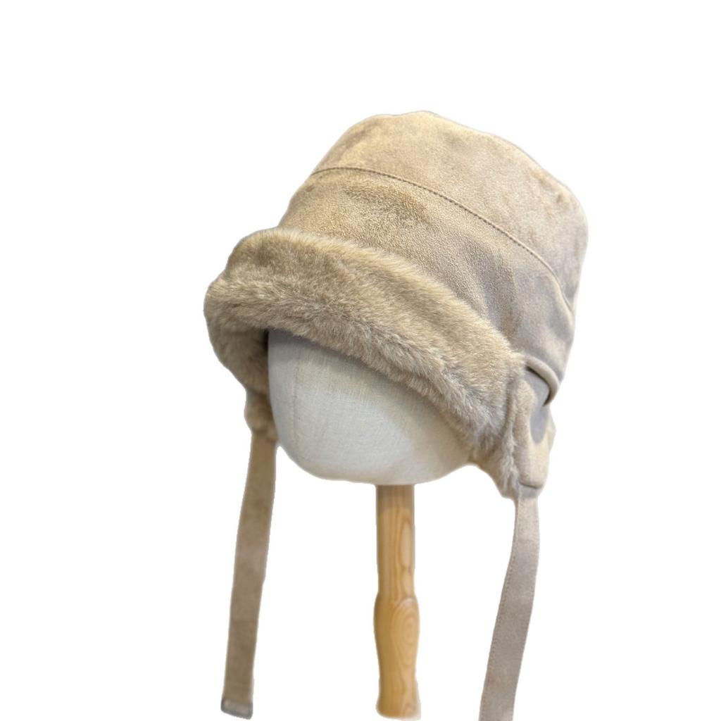 New Autumn and Winter Suede Thickened Ear Protection Lei Feng Hat Women's Outdoor Warm One Hat Multi Wear Fashion Personalized Fisherman Hat