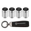 Car Tire Wheel Valve Caps Cover Suede Car Key Chain Ring Keychain for Peugeot 3008 5008 208 308 508 2008 408X 108