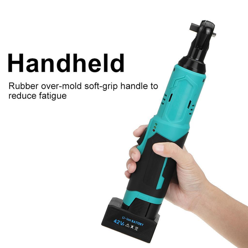 3/8" Electric Wrench Cordless Ratchet Scaffolding 90N.m Right Angle Wrench to Removal Screw Nut Car Repair Tool & 2 Battery 25V