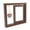 Rama Foto Rotativă pentru Câine Lemn Masiv Față-Verso Pandantiv Inimă Rama Foto Comemorativă pentru Animale de Companie pentru Acasă