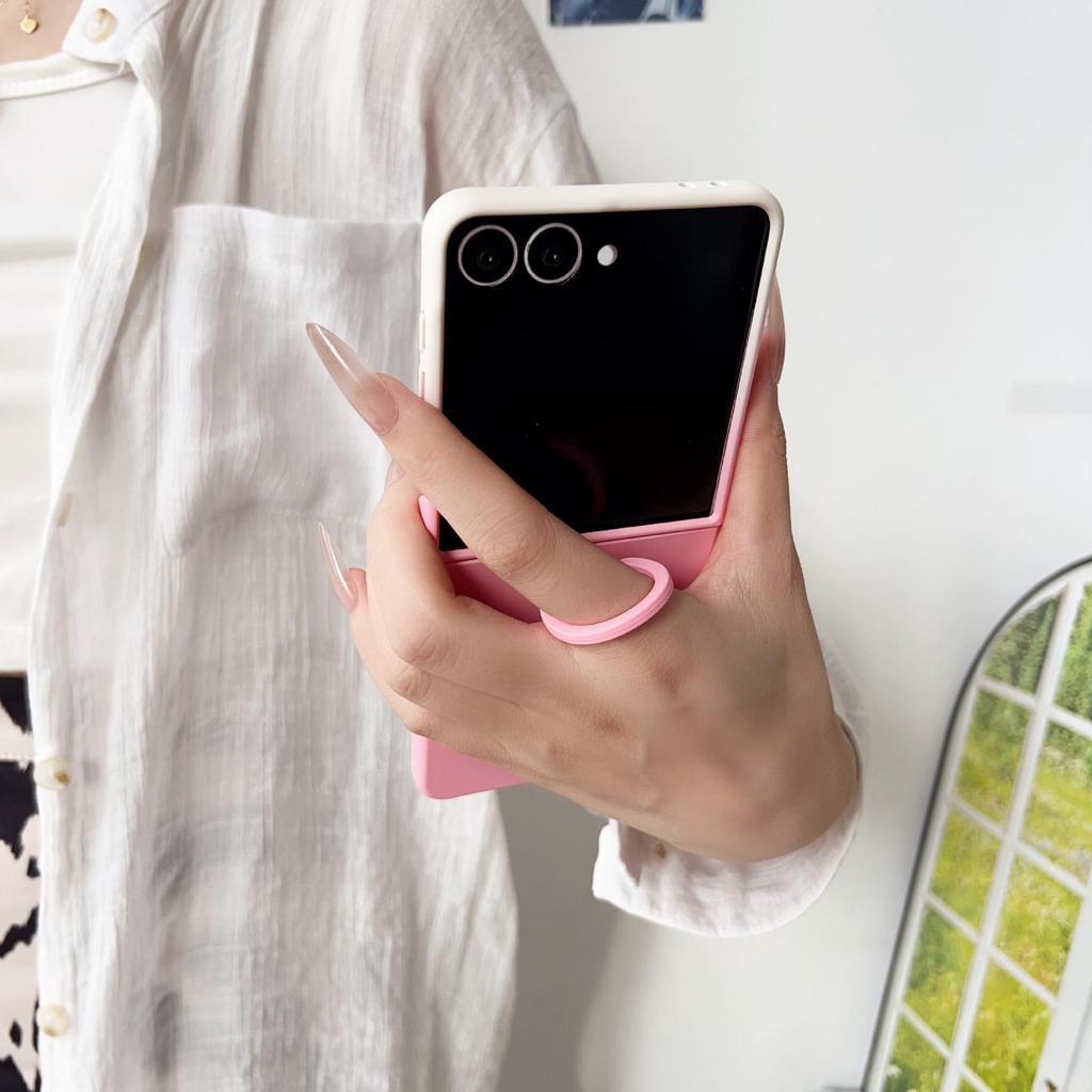 Ring Buckle Phone Case for Samsung Z FLIP7 TPU Hard Cover
