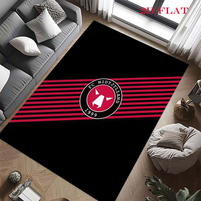 FC Midtjylland Logo Carpet Rug for Living Room Bedroom Home Sofa Decoration,Kids Play Nonslip Floor Mat
