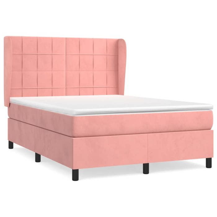 3129218 vidaXL Divan Bed with Mattress Pink 140x200 Cm Velvet