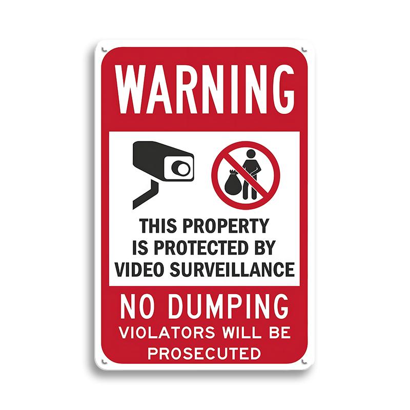 Vintage Tin Sign Retro Warning Metal Sign Video Surveillance Signs No Trespassing Sign Poster For Garage Home Man Cave Wall Deco