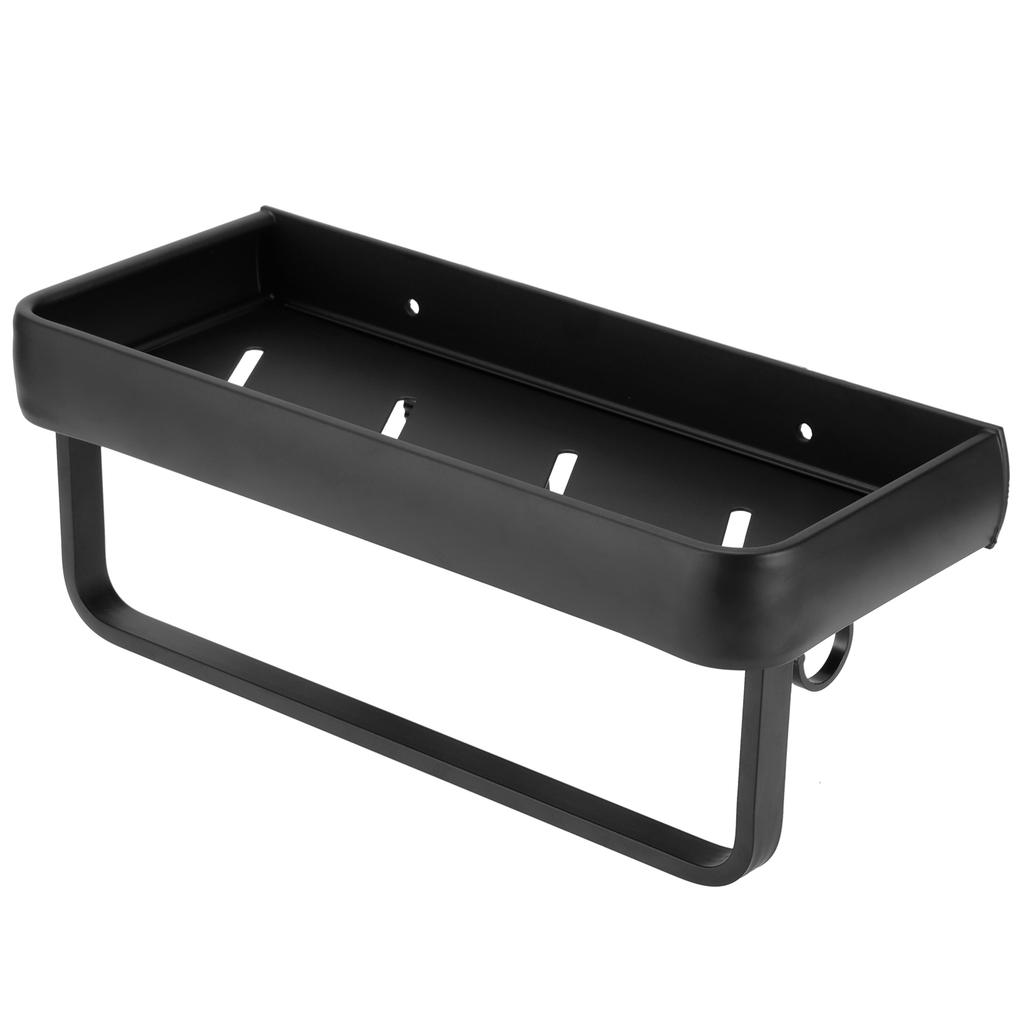 30cm Bathroom Shelf Space Aluminum Wall Mounted Hollow Storage Rack Basket Organizer(SingleLayer with Rod and 5 Hooks )