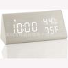 Electronic Alarm Clock LED Digital Clock Bedside Small Alarm Clock Voice-controlled Luminous Electronic Clock Wooden Clock