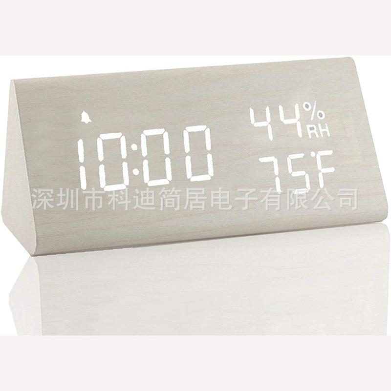 Electronic Alarm Clock LED Digital Clock Bedside Small Alarm Clock Voice-controlled Luminous Electronic Clock Wooden Clock