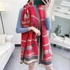 Luxury Horse Print Autumn Cashmere Scarf Red Pashmina Shawl Lady Wrap Warm Winter Scarves Design Female Big Size Stoles