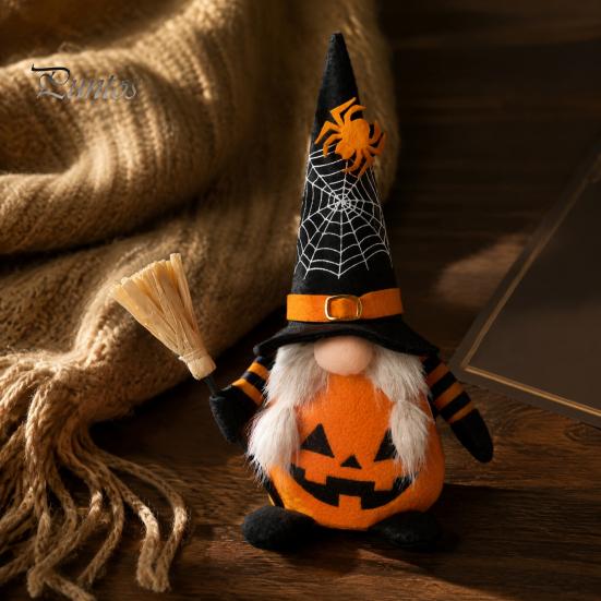 Halloween Feest Tafelblad Accenten Pluche Kabouter Decoratie, Spookachtige Oranje Zwarte Spinnenweb Vleermuis Zweedse Decoraties Tomte Elf Beeldje, Scandinavische Pop