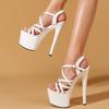 Fashion Summer 17CM Super High Heels Sandals Women Platform Pumps Fashion Open Toe Buckle Strap Ladies Party Stripper Shoe Black Shoes