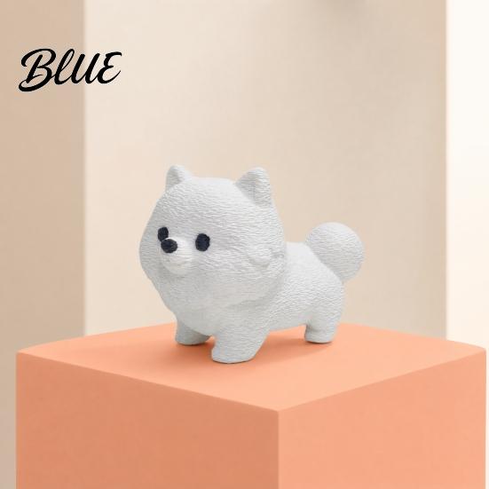 Fluffy Dog Figurine 3D Printing Ornament, White Matte Texture Figurine, Durable Printed Ornament Mini Size Statue, for Home Office Desk Decoration