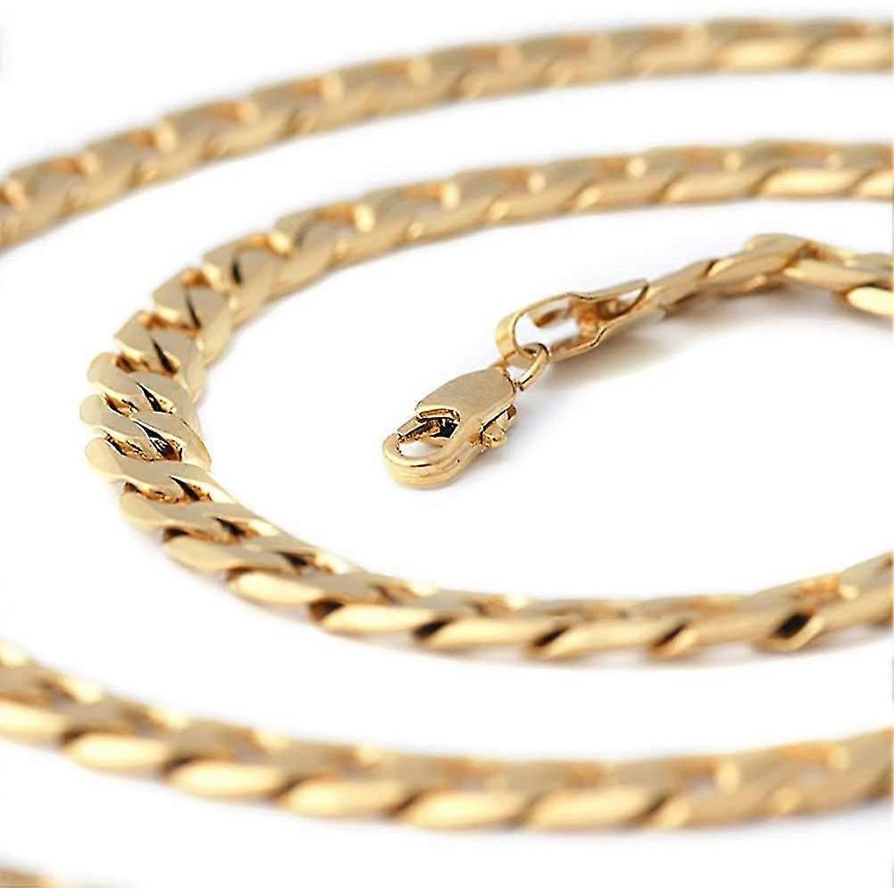 14k Gold Plated Diamond Cut Mens Cuban Link Chain Necklace Hip-hop Gold Chain For Men Women 7mm 18/20/24/30 Inches