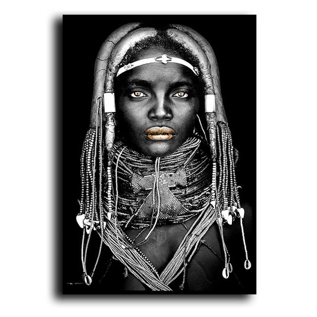 African Tribal People Portrait Wall Art Pictures Canvas Painting Posters and Prints Pictures for Living Room Home Decorative No Frame