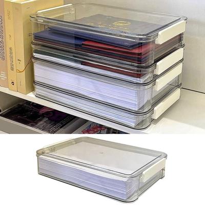 File Storage Box Plastic Snap-On Design Stackable Transparent Document Storage Box Large Capacity File Organizer