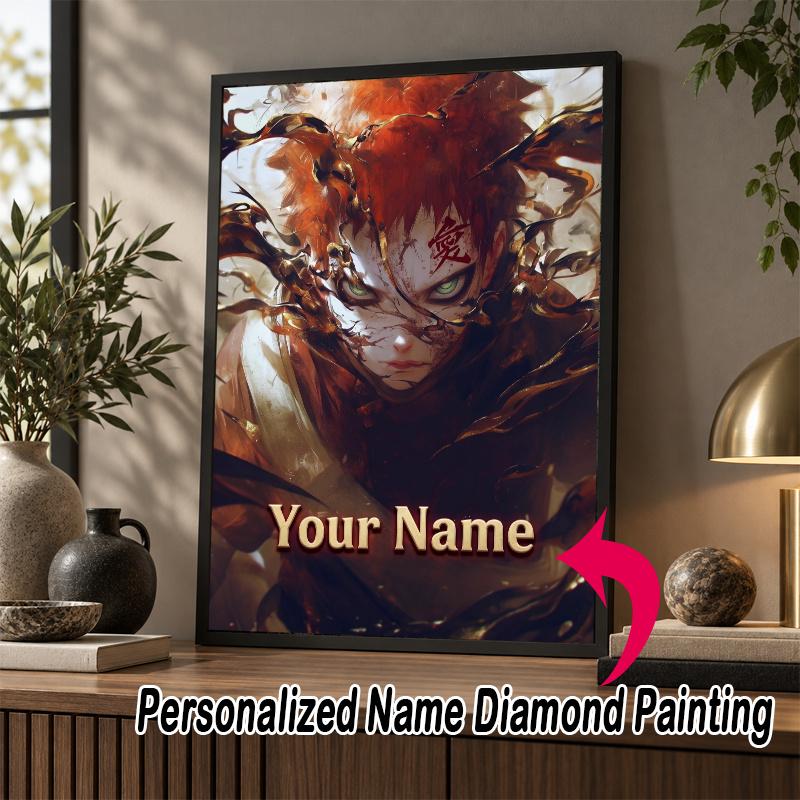 Personalized Gaara Naruto Diamond Art Custom Name 5D Diamond Painting Full Drill DIY Craft