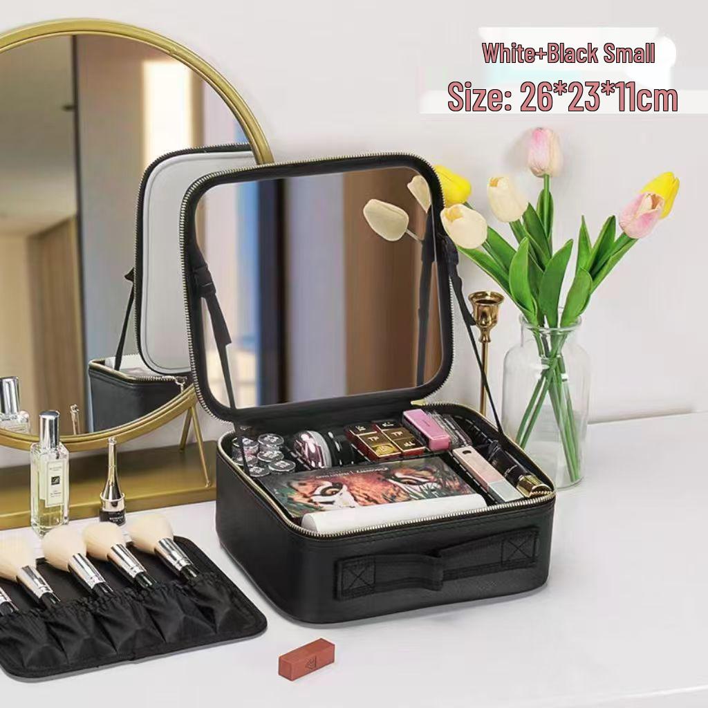 Large Capacity Detachable Makeup Bag with LED Mirror for Professional Use, Easy to Clean