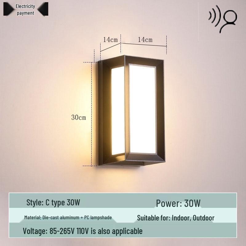 Waterproof Minimalist LED Wall Light with Smart Sensor for Outdoor Use
