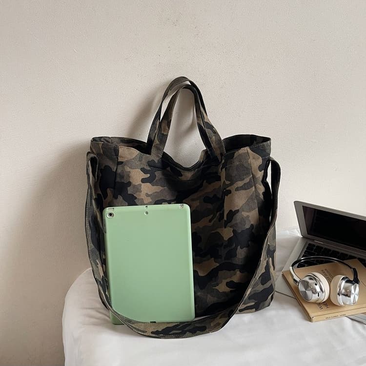 Borsa Tote Camouflage Grande Capacità Borsa a Spalla da Donna Borsa a Tracolla