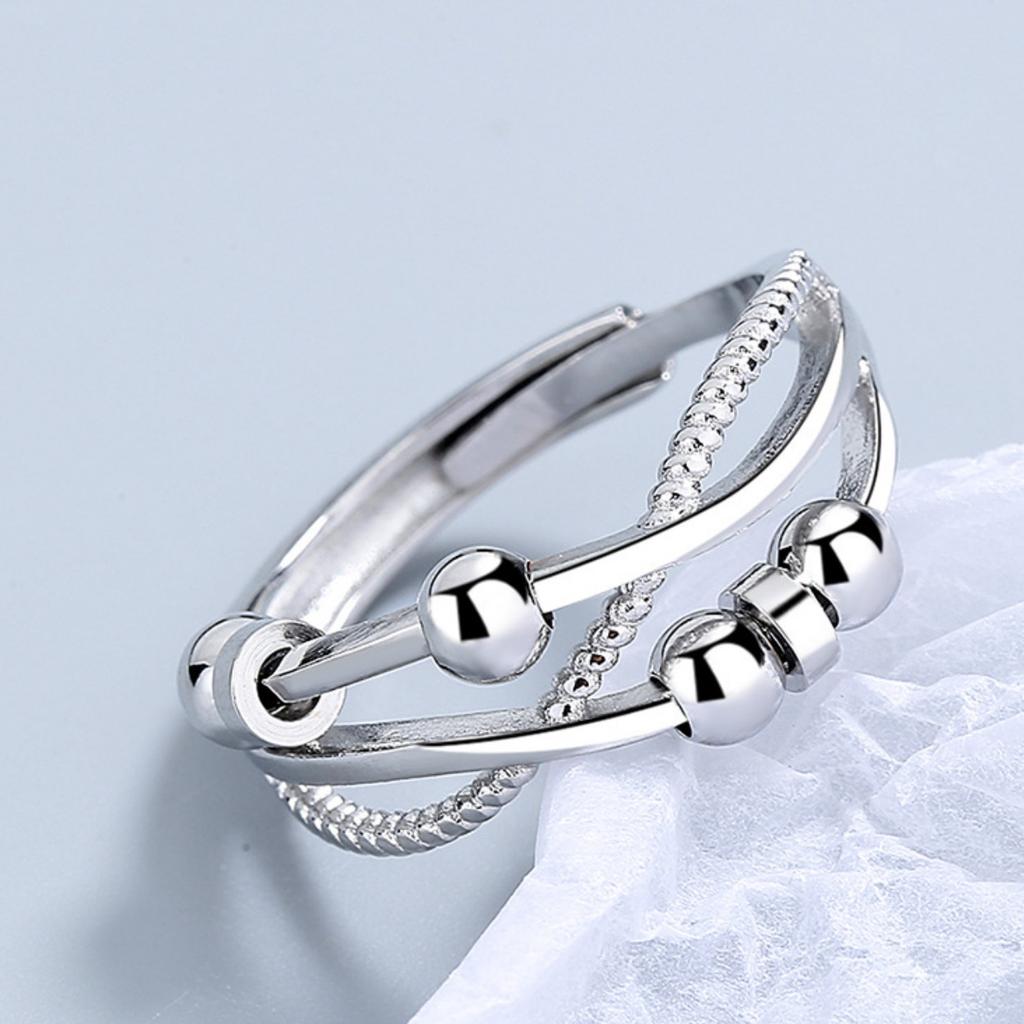 Inel Adjustable Stress Relief Ring, Anti-Anxiety Fidget Toy for Adults & Kids, Spinner Ring with Size Adjustment, Stainless Steel