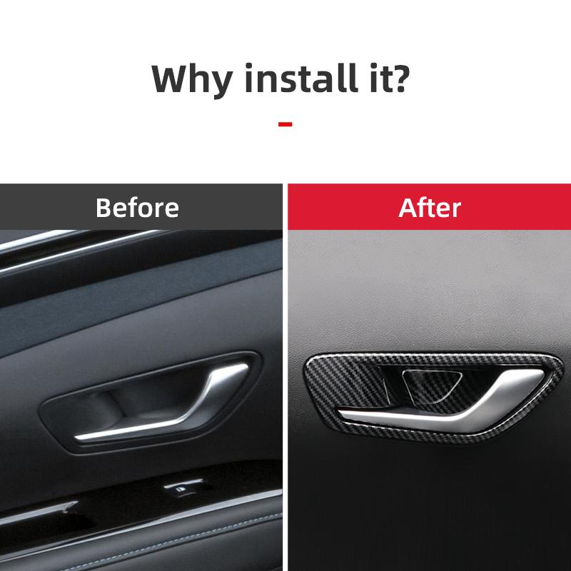 Abaiwai Car Inner Door Handle Bowl Panel 3d Trim Abs Carbon Fiber Parts For Hyundai Tucson Nx4    Hybrid N Line
