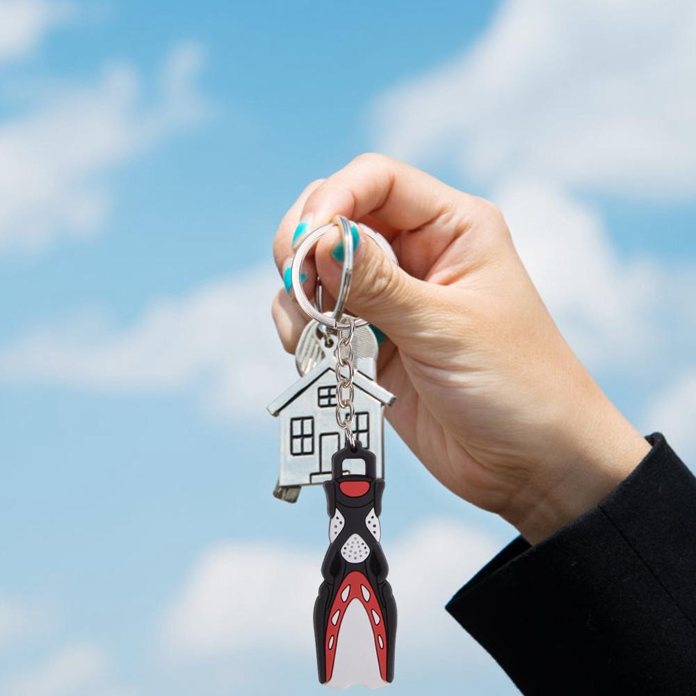 PVC Diving Theme Key Unique Short Flipper Shape Keychain Fin Key Gift