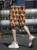 One 3D Geometric Woven Fabric 3D Texture Men's Daily Casual Streetwear Summer Brown With Gold & Brown 3D Geometric Men's Cargo Shorts