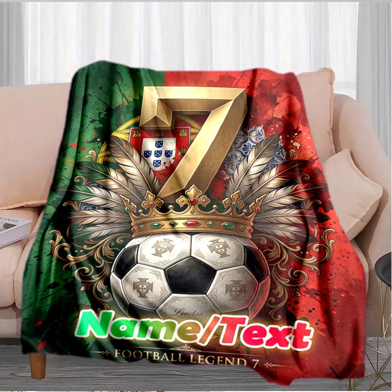 1PC Custom Name Portugal Football Legend outdooor Flannel blankets Throw Blanket All-Season Throw Gift Bedspread for Couch, Bed, Camping Holiday Birth