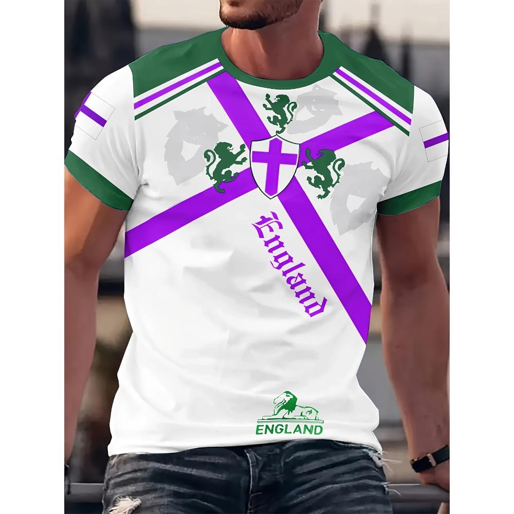 

Летние мужские футболки с 3D-принтом и графикой флага Англии, быстросохнущие, удобные топы с коротким рукавом 6XL