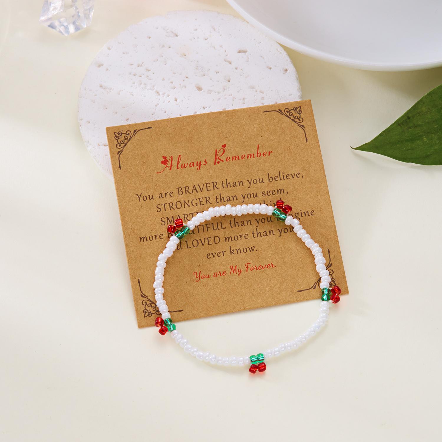 

Summer Y2K Sweet Red Cherry Charm Bracelets for Women Kpop Cute Fruits Flower Rice Beads Chain Bracelet Girls Party Jewelry Gift