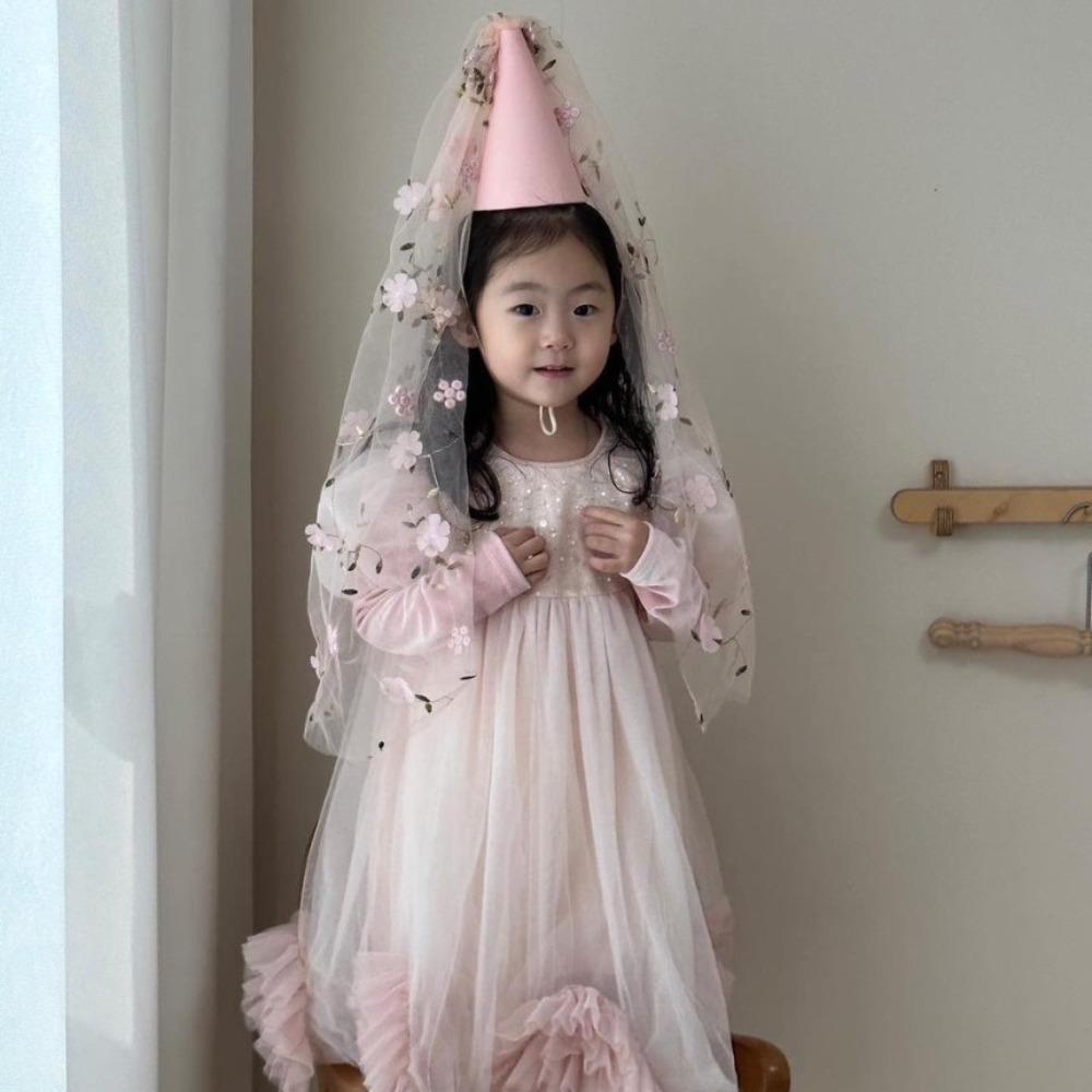 Fashion Gauze Happy Birthday Hat Felt Mesh Princess Hat Headwear Flower Party Caps Photography Prop
