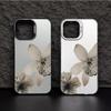Luxury Black White Floral Pattern Phone Case For iPhone 17 Air 16 15 14 Pro Max 12 13 16 Plus Color Silver Electroplating Cover