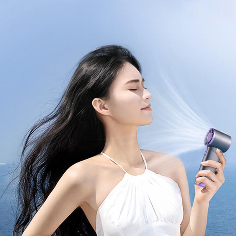 Portable Handheld Electric Fan 100 Wind Speeds USB Rechargeable Outdoor Small Fan Electric Eyelash Fan Digital Display Fans