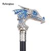 Golden Blue Luxury Dragon Head Walking Cane Fashion Decorative Walking Stick Gentleman Elegant Cosplay Cane Knob Crosier 94cm