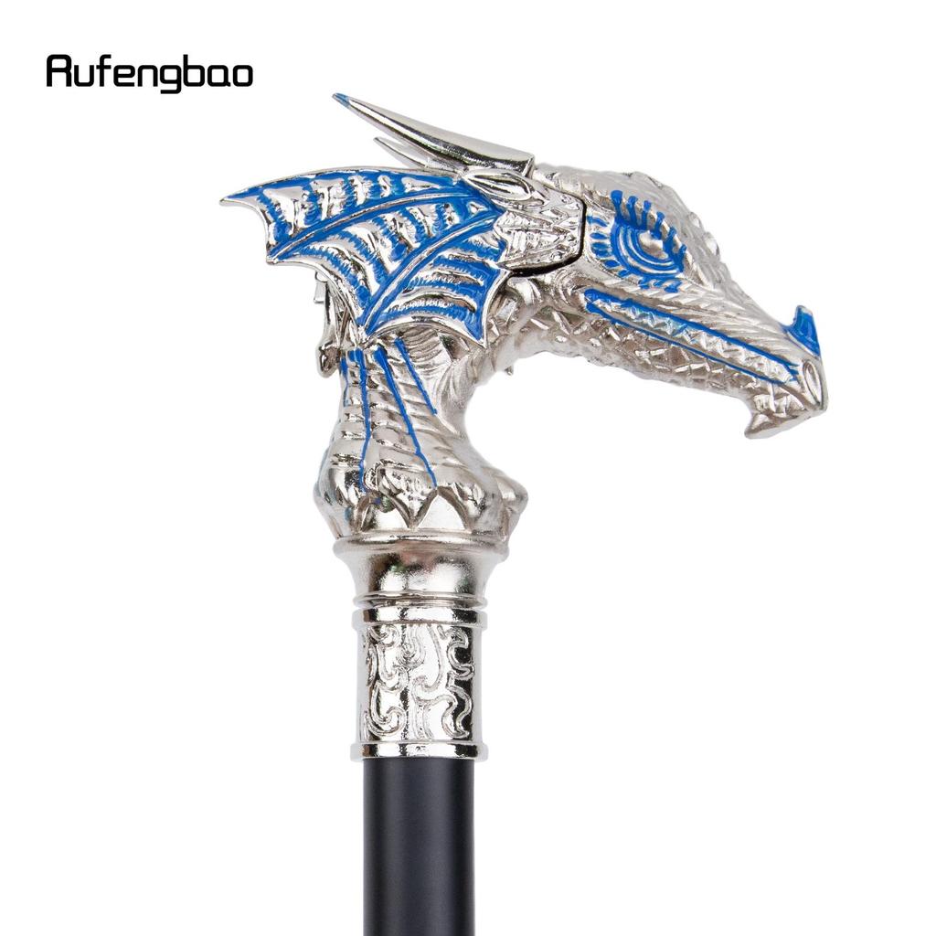 Golden Blue Luxury Dragon Head Walking Cane Fashion Decorative Walking Stick Gentleman Elegant Cosplay Cane Knob Crosier 94cm