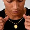 Goldfarbene Kreuzhalsketten für Herren, Edelstahl Ovales Kreuz Anhänger Halskette, Neuer Punk Religiöser Glaube Halsband Geschenke