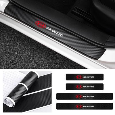 4Pcs Carbon FiberCar Door Threshold Sticker Decal For Sorento Optima Carnival K6 Sportage 3 4 Picanto KX1 RIO Pv5 Ev6 Ev5 K3