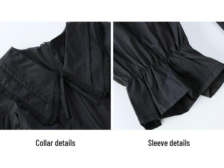 Elegantes Schwarz-Langes Kleid im Hepburn-Stil für den frühen Herbst mit Taillenbetonung
