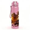 1PC Coffee Cup Bean Art 750ml Color Plastic Sports Water Bottle Leakproof Flip Straw Lid Suitable for Sports Office Home Use