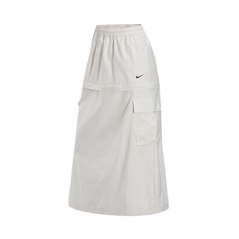 Nike Sportswear Essential Removable Two-Way Cargo Woven Loose Sports Casual Long Skirt Women Skirts White FV7504-104 XL